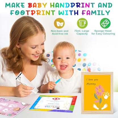 Baby Hand and Footprint Paint with Sponge Head, 2.54 fl oz, Non-Toxic & Acid-Free, Washable Baby Safe Paint for Newborn Keepsakes, Dog Nose & Paw Prints, Ideal New Mom Gift - White - color: White