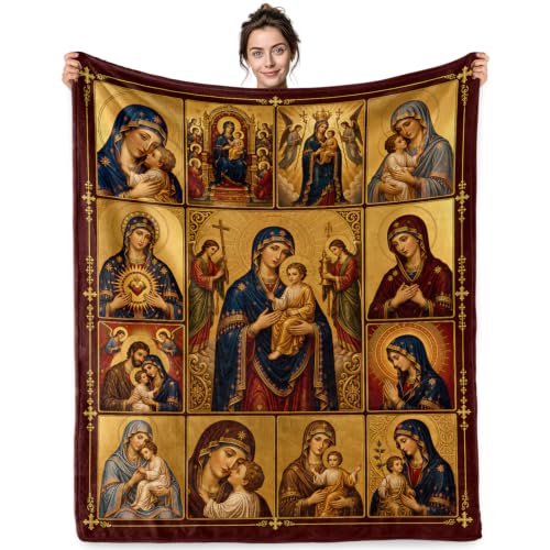 Jekeno Virgin Mary Gifts Blanket Catholic Religious Jesus Throw Blanket | 50x60 Inch Flannel Virgin Mary Blanket Gifts For Christmas Birthday Easter Women Men Kids - color: Virgin Mary, size: 50x60 Inch