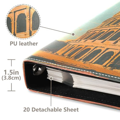 JIPONI The Colosseum in Ancient Rome Large Photo Album, DIY Leather Cover Scrapbook Albums for 4x6 5x7 6x8 Pictures, Self Adhesive Memory Book for Wedding, Baby, Family - color: Colosseum