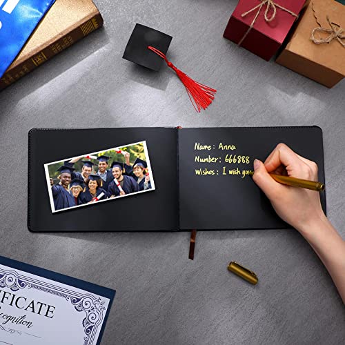 Frienda 2026 Graduation Guest Book Leather Guest Sign in Book with Pen Graduation Party Favors Congratulation Graduates Signature Books(Graduations,Black, Gold) - color: Black, Gold, size: Graduation