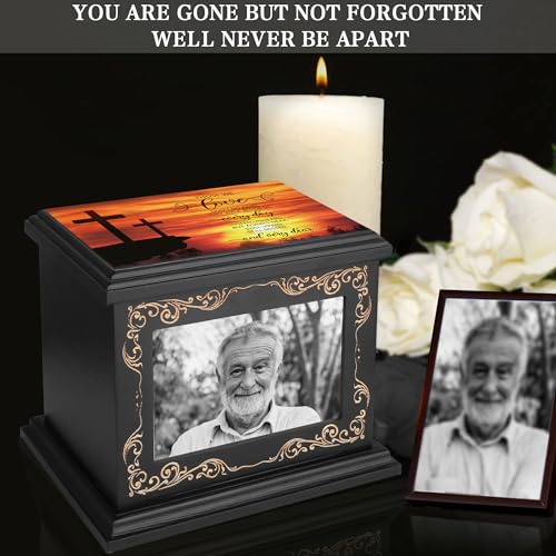 ADMLC Cremation Urns for Human Ashes Adult Up to 200 IBS with Photo Frame | 100% Wooden Handcrafted Memorial Keepsake Urn for Ashes,Funeral Burial Caskets Urn Suitable for Male Female Men Women Dad Mom