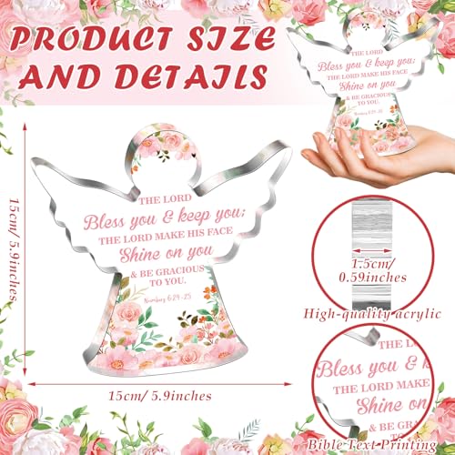 Gerrii Christian Gifts Women Angels Spiritual Desk Decor, Floral Angle | Religious Plaque Bible Verse Gift for Her Mom Sister, Angel Sign Floral Acrylic Woman Decor, Christmas Holiday Birthday Gifts - style: Floral Angle