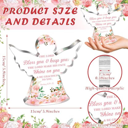 Gerrii Christian Gifts Women Angels Spiritual Desk Decor, Floral Angle | Religious Plaque Bible Verse Gift for Her Mom Sister, Angel Sign Floral Acrylic Woman Decor, Christmas Holiday Birthday Gifts - style: Floral Angle