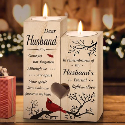 SteadStyle Memorial Gifts for Loss of Husband, Cardinal Candlestick Holders - style: Husband