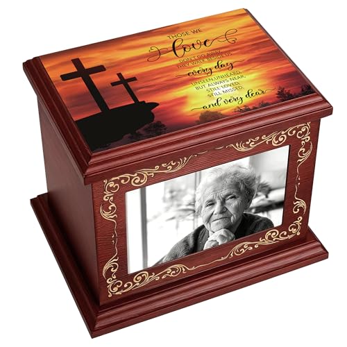 ADMLC Cremation Urns for Human Ashes Adult Up to 200 IBS with Photo Frame | 100% Wooden Handcrafted Memorial Keepsake Urn for Ashes,Funeral Burial Caskets Urn Suitable for Male Female Men Women Dad Mom