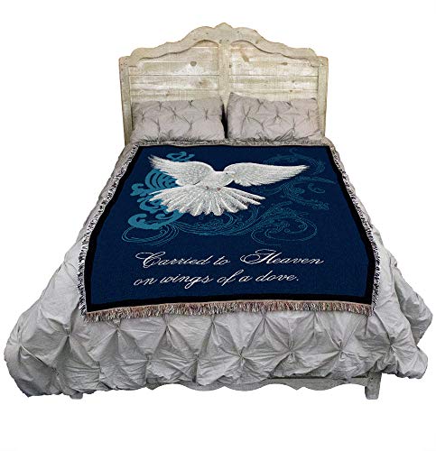 Pure Country Weavers Carried to Heaven on Wings of a Dove Blanket by Sherri Buck Baldwin - Sympathy Bereavement Gift Tapestry Throw Woven from Cotton - Made in the USA (72x54) - color: Wings Dove, size: 72" x 54"