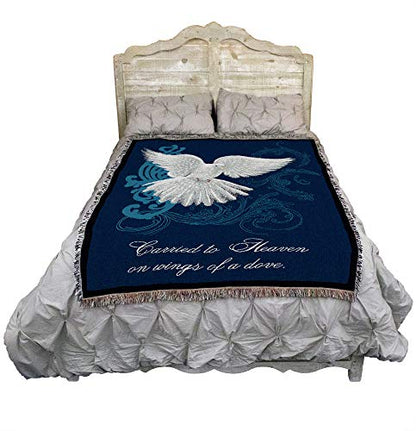 Pure Country Weavers Carried to Heaven on Wings of a Dove Blanket by Sherri Buck Baldwin - Sympathy Bereavement Gift Tapestry Throw Woven from Cotton - Made in the USA (72x54) - color: Wings Dove, size: 72" x 54"