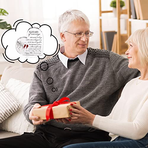 Qunclay 50th Years of Marriage Gift Wedding Anniversary Souvenir | Heart Marriage Keepsake Decoration, 50th Present for Couple Parent Women Mom Husband Wife He She Friend Grandparents - style: 50th