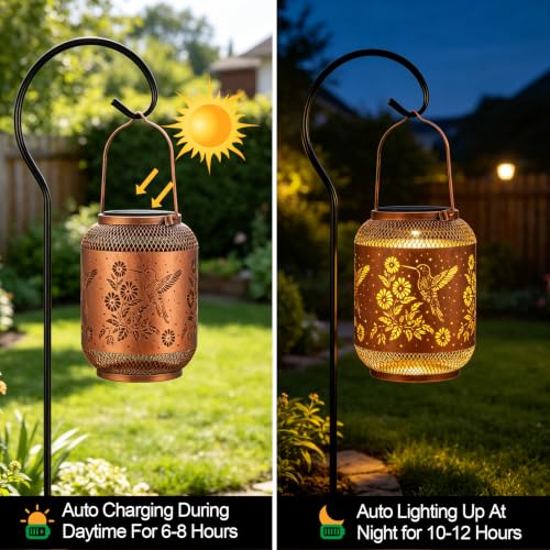 Hummingbird Solar Lantern Outdoor Hanging Solar Garden Light Gift for Women - color: 02-Hummingbird