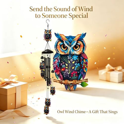 Wind Chimes for Outside, Owl Garden Windchimes Memorial Windchimes - color: Owl Wind Chimes