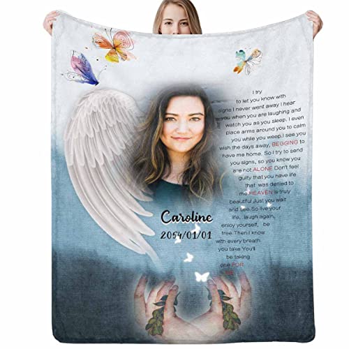 D-Story Custom Memorial Throw Blanket - in Loving Memory Photo Blanket for Loss of Mom Dad Grandma Son Daughter - Remembrance Gifts - Personalized Memorial Gift - color: Design5