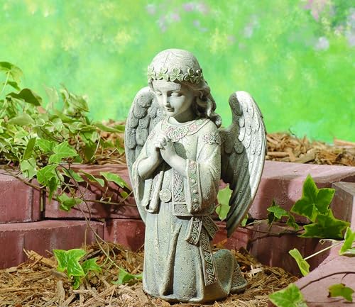 Joseph's Studio by Roman, 12.25" H Kneeling Celtic Angel Garden Statue, Outdoor Decor