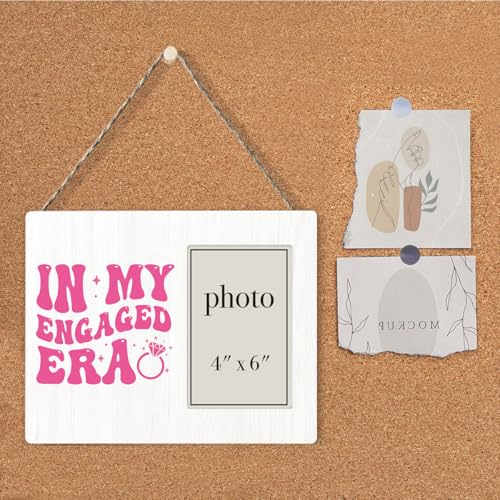 In My Engaged Era Picture Frame, Engagement Gifts for Her Couples, Fiancee Gifts, Future Mrs Gifts for Women Photo Frame for 4 x 6 Inch Photo - color: burlywood