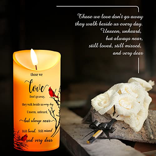 Gerrii Flameless Cardinal Memorial Sympathy Candle LED Battery,Simple Style | Sympathy Gift Loss of Loved One, Cardinal Quote Prayer Candle Flameless LED Battery Safe, Bereavement Remembrance Light - style: Simple Style