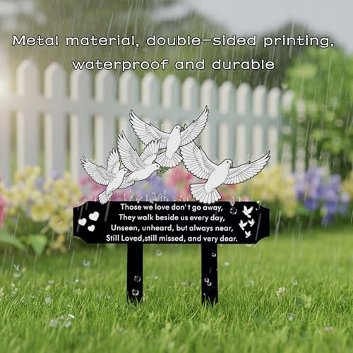13 Inch White Doves Memorial Garden Stake - Metal Grave Decorations for Cemetery - Sturdy Thickened Peace Dove Plaque with Olive Branch, Sympathy Gift for Loss of Loved One(Dove) - style: Dove