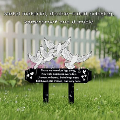 13 Inch White Doves Memorial Garden Stake - Metal Grave Decorations for Cemetery - Sturdy Thickened Peace Dove Plaque with Olive Branch, Sympathy Gift for Loss of Loved One(Dove) - style: Dove