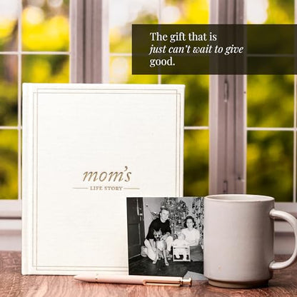 Duncan & Stone Mom Tell Me Your Story Journal, Linen Life Book, 85pg | Guided prompts & family tree for Mom to write her life story; a linen 85-page keepsake gift for mother from the kids - style: Your Story Mom