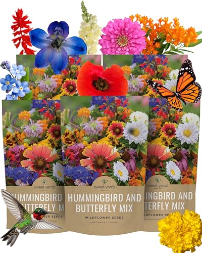 Bulk Wildflower Seeds Butterfly and Humming Bird Mix - 5 Pounds - Over 600,000 Open Pollinated Annual and Perennial Seeds - size: Bulk 5 Pounds