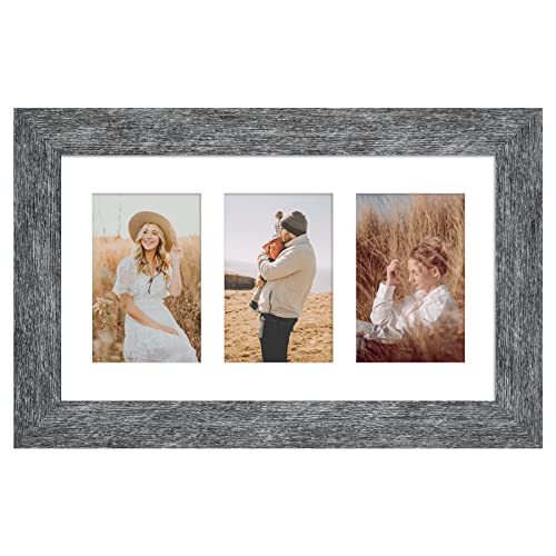 8x14 Collage Frame, 3 Open 4x6 Photo Frame Collage for Wall - color: Grey, size: 8x14 - (3 open4x6）