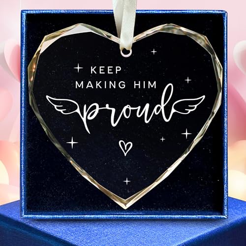 Memorial Gifts for Men - In Memory of Loved One Gifts - Bereavement, Remembrance Gift Ideas - Keep Making Him Proud Ornament - Memory Gift Ideas for Loss of Dad Father Husband Brother - Glass Ornament