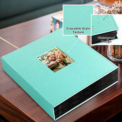 Ywlake Photo Album 4x6 400 Pockets, Leather Photo Albums Holds 400 Vertical Pictures Only Teal - color: Teal, size: 400 Pockets