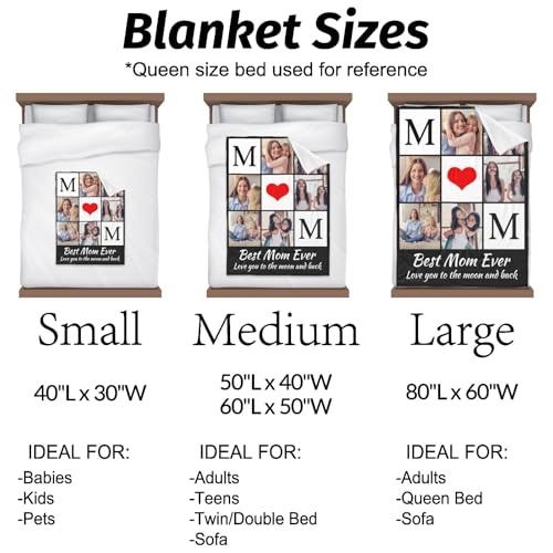Printwoo Custom Photo Blanket Personalized Picture Blankets Birthday Gifts for Mom from Daughter Son Customized Gifts for Mom Grandma Wife - color: 1006 Photo-2