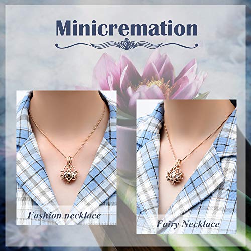 Cremation Jewelry Urn Necklace for Ashes with Hollow Mini Ball Keepsake Urn Pendant Memorial Jewelry for Ashes - color: Rose