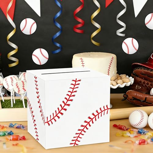 Hxezoc Baseball Card Box Sports Party Favors Post Box Cardboard Receiving Money Holder for Baseball Theme Wedding Reception, Baby Showers, Anniversary, Birthday Party, Table Centerpiece Decorations - style: Baseball