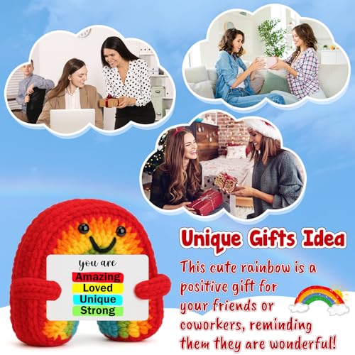 BuiltFit Birthday Inspirational Gifts for Women - You are Amazing, Crochet Rainbow Birthday Graduation Motivational Appreciation Gifts for College Student Her Him Men Coworker Boss Nurse Week - color: Rainbow Amazing