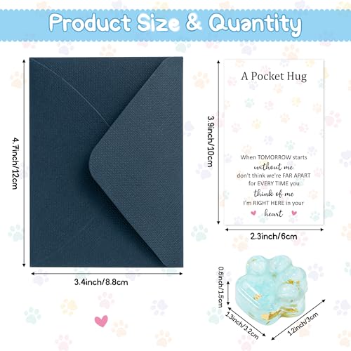 EYxsaxenk Loss of Pet Sympathy Gift Blue Crystal Mini Dog Paw Pocket Hug | Keepsake with memorial card envelope, Loss of dog cat sympathy favor, Remembrance gift for pet lover, Adult stress relief toy - color: 1pcs Light Blue + When Card