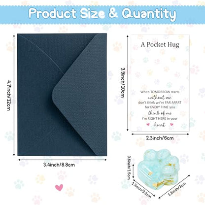 EYxsaxenk Loss of Pet Sympathy Gift Blue Crystal Mini Dog Paw Pocket Hug | Keepsake with memorial card envelope, Loss of dog cat sympathy favor, Remembrance gift for pet lover, Adult stress relief toy - color: 1pcs Light Blue + When Card