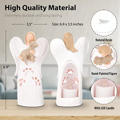 BEARAE Loss of Dog Sympathy Gift, Dog Memorial Gifts, Loss of Dog Candle Holder, Dog Passing Away Statue, Dog Angel Figurine, Pet Memorial Gifts for Dogs - color: White #3