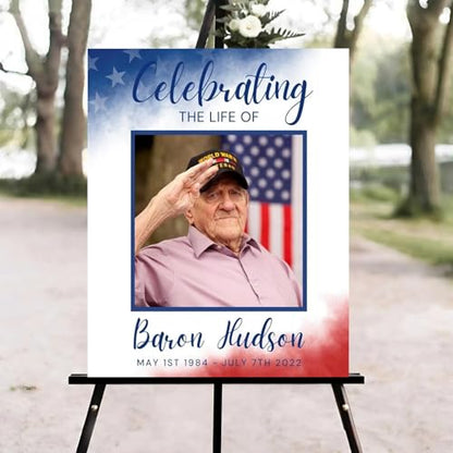 Funeral Welcome Sign, Celebration of Life Welcome Sign, Memorial Sign, in Loving Memory Sign, Celebration of Life Funeral Sign, Celebration of Life Sign, Memorial Sign with Photo #W32 - color: Version #15