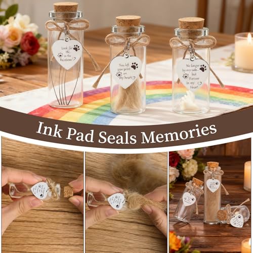 Pet Memorial Gifts for Dogs, Rotating Wooden Picture Frame for 4x6 Photo with Paw Print Kit Fur Jar Photo Album Bracelet Loss of Dog Sympathy Gift