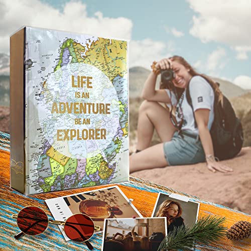 Holoary Photo Albums 4x6 100 Photos, Small Size 1 Picture Per Page, 100 Pockets 4"x6", Printed Book Cover Old Map Adventure Travel Vacation - size: 100 Pockets