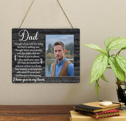Dad Memorial Picture Frame, I Have You in My Heart Wooden Photo Frame Gifts for Loss of Father, 4x6 inch Photo - style: Dad I Have You in My Heart
