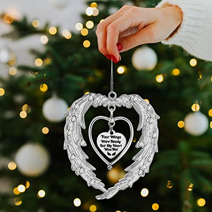Angel Wing Memorial Christmas Ornaments, Remembrance Sympathy Gifts,Your Wings were Ready But My Heart were Not Ornament for Xmas Tree,in Memory of Loved one Gifts for Loss of Loved one