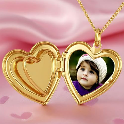 LIFETIME JEWELRY Antique Heart Locket Necklace for Women & Girls That Holds Pictures – 10X Thicker Real 24K Gold Plated Charm – Made in USA with Lifetime Replacement - style: Big Gold Locket NO Chain