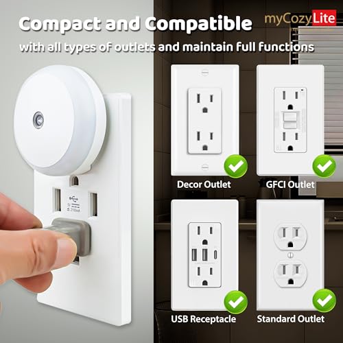Amber Night Light Plug in, Dusk to Dawn Sensor, Blue Light Blocking, Automatic Nightlight, Energy Efficient, 2 Pack LED Night Lights Plug into Wall, for Bathroom, Bedroom, Kitchen, Hallway, Stairway - color: Amber
