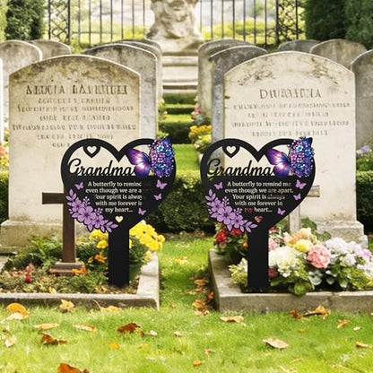 Grandma Memorial Heart Grave Marker with Butterfly Design - color: Heart599