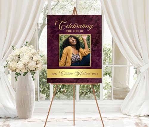 Burgundy Celebration of Life Sign - color: Version #20