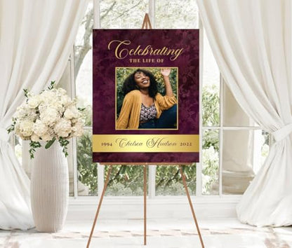 Burgundy Celebration of Life Sign - color: Version #20