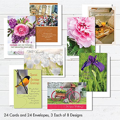 Designer Greetings Faithfully Yours Assorted Cards 24 Pack | Biblical Scripture Verse, Faith Based Sentiment, Boxed Card Set, Matching Envelopes