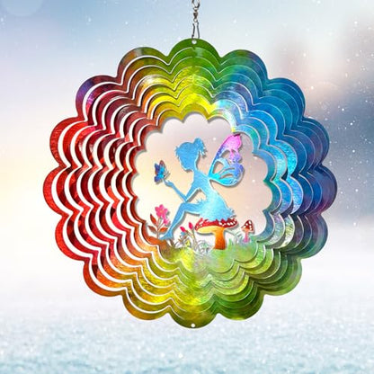 Fairy Wind Spinner Hanging Wind Sculptures & Spinners for Outside - color: Mandala Flower Fairy