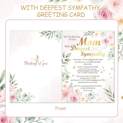 HOWAF On The Sad Loss of Your Mom Sympathy Card with Memorial Keyring, Thinking of You condolences card for Memorial Gift, Sympathy Gifts Loss of Mom