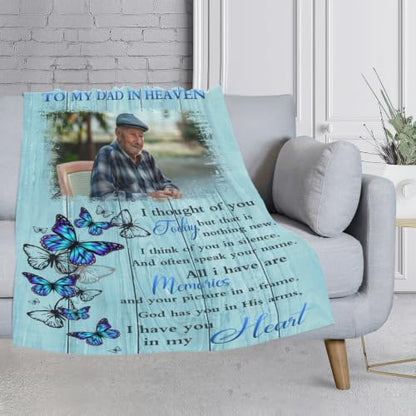 Personalized Memorial Blanket for Loss of Loved Dad Mom Husband Wife - color: Memorial Blanket 04