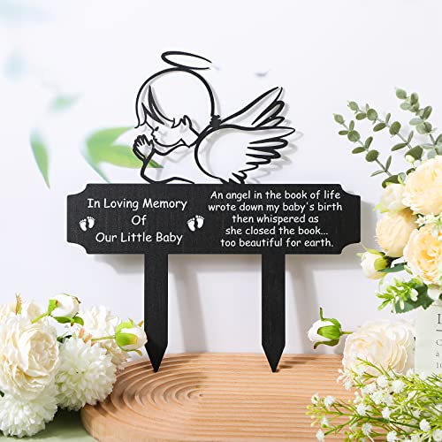 Memorial Stakes Grave Decoration, Baby Style, Metal, 13.19 x 11.81 x 0.04 inches/ 33.5 x 30 x 0.1 cm, Waterproof, Garden Cemetery Decorations for Grave Yard - style: Angel Baby