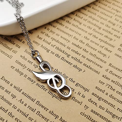Music Note Cremation Urn Necklace for Ashes Rhinestones Musical Symbol Keepsake Memorial Pendant Jewelry
