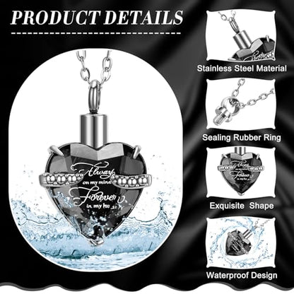 Ecation 15 Pcs Urn Necklace for Ashes Women Cremation Jewelry - color: Black