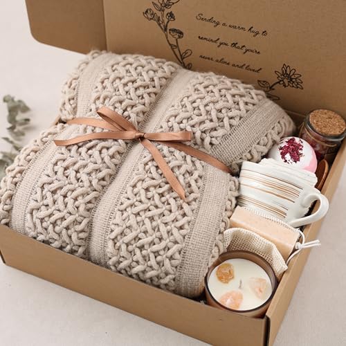 Cozy Self Care Package for Women – Warm & Comforting Thinking of You Gift Box for Birthday,Bes Friend Gift, Get Well Soon/Bereavement/Condolence/Farewell Gift, Sympathy /Encouragement gift(TAN) - color: Milky Tea